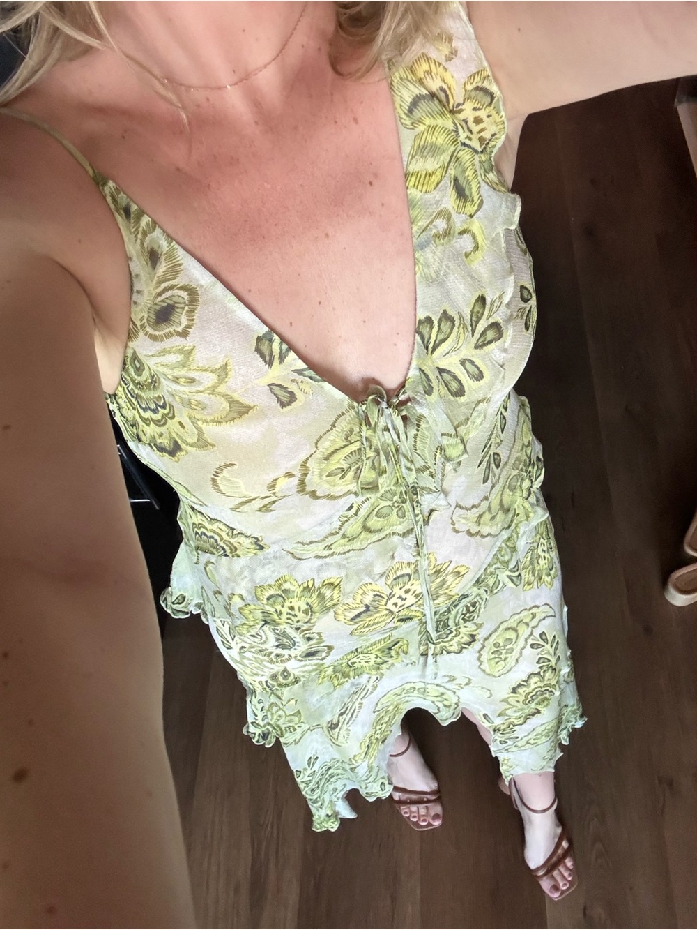 Bec & Bridge Lylou Frill Dress in Lemon Green Paisley